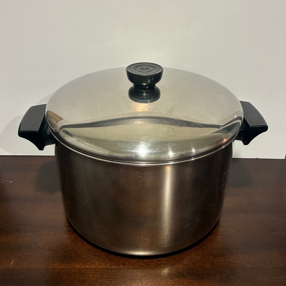 Revere Ware 6 Qt Stock Pot with Lid 1993 Stainless Steel USA Made
